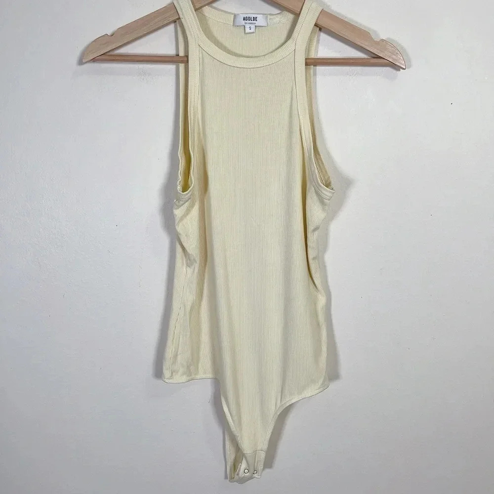 Agolde Rianne Ribbed Yellow  Bodysuit - Picture 2 of 12